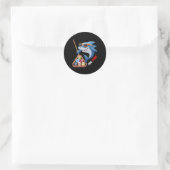 Sticker Rond Joueur de billard de requin Cool Pool (Sac)