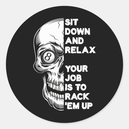 Sticker Rond Joueur de billard Skeleton Billiards Table Rac (Devant)