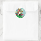 Sticker Rond Joueur de billard Sock Monkey Pool (Sac)