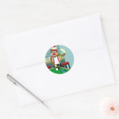 Sticker Rond Joueur de billard Sock Monkey Pool (Enveloppe)