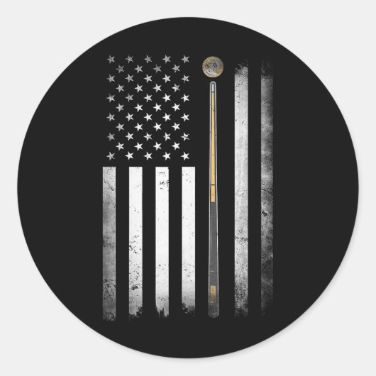 Sticker Rond Joueur de billard Table États-Unis drapeau américa (Devant)