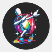 Sticker Rond Joueur de Bowler Pin Dabbing (Devant)