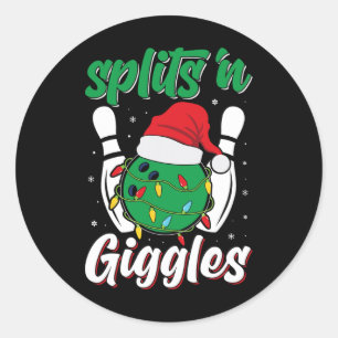 Sticker Rond Joueur de bowling drôle de Noël Fentes et Rires Bo