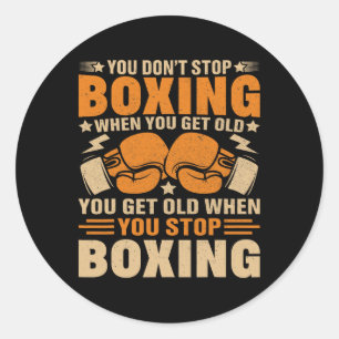 Sticker Rond Joueur de boxe amusant, entraîneur de boxe de jeun