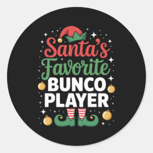 Sticker Rond Joueur de Bunco préféré du Père Noël Noël Xmas