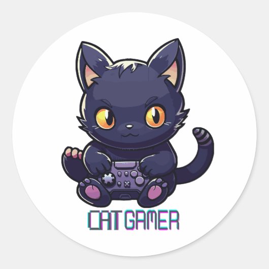 Sticker Rond Joueur de chat (Devant)