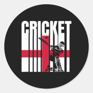 Sticker Rond Joueur de cricket Drapeau anglais