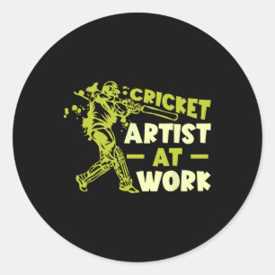 Sticker Rond Joueur de cricket Ll Jeu Artiste de cricket au tra