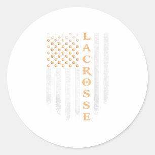 Sticker Rond Joueur de Drapeau américain Lacrosse Patriotic Fun