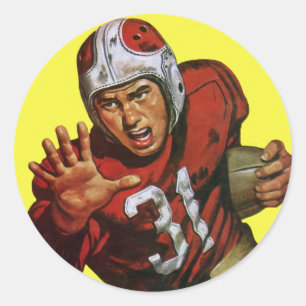 Sticker Rond Joueur de football américain vintage demi à l'atta