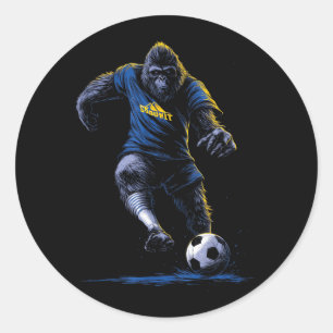 Sticker Rond Joueur de football Bigfoot drôle