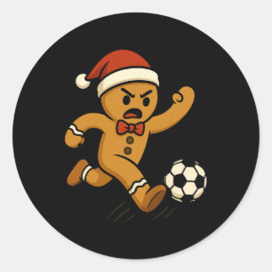 Sticker Rond Joueur de football en pain d'épice Noël drôle enfa