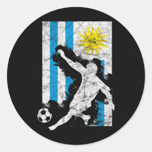 Sticker Rond Joueur de football équipe drapeau Uruguay