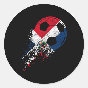 Sticker Rond Joueur de football fière de la République dominica