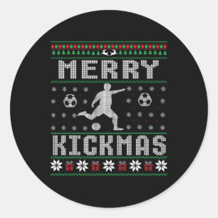 Sticker Rond Joueur de football Merry Kickmas Sweat de Noël lai