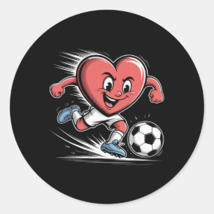 Sticker Rond Joueur de football Rouge Cœur Saint-Valentin