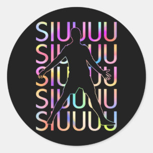 Sticker Rond Joueur de football Siuuu Drôle de football Footbal