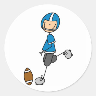 Sticker Rond Joueur de football T-shirts et cadeaux bleus