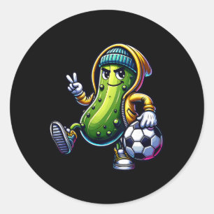Sticker Rond Joueur de football Urne Pickle Vibes de dessin ani