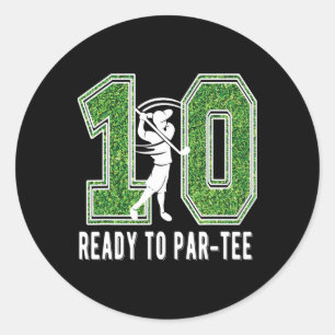 Sticker Rond Joueur de golf 10e Anniversaire Garçon de golf 10 