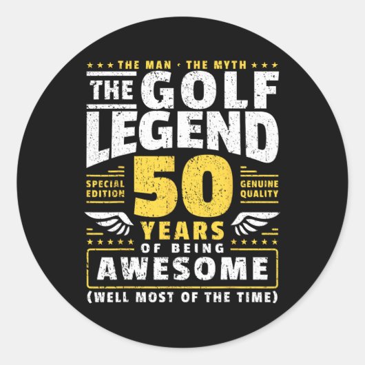 Sticker Rond Joueur de golf 50e Ans Golfeur 50 ans (Devant)