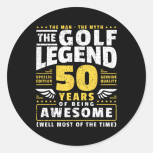Sticker Rond Joueur de golf 50e Ans Golfeur 50 ans