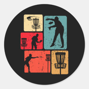 Sticker Rond Joueur de golf à disque drôle Cool Flying Disk Spo