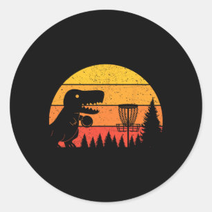 Sticker Rond Joueur de golf à disque T-rex dinosaure Amoureux d