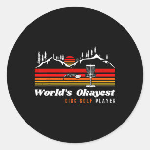 Sticker Rond Joueur de golf avec disque mondial Okayest Drôle F