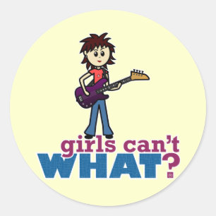 Sticker Rond Joueur de guitare de Girl Bass