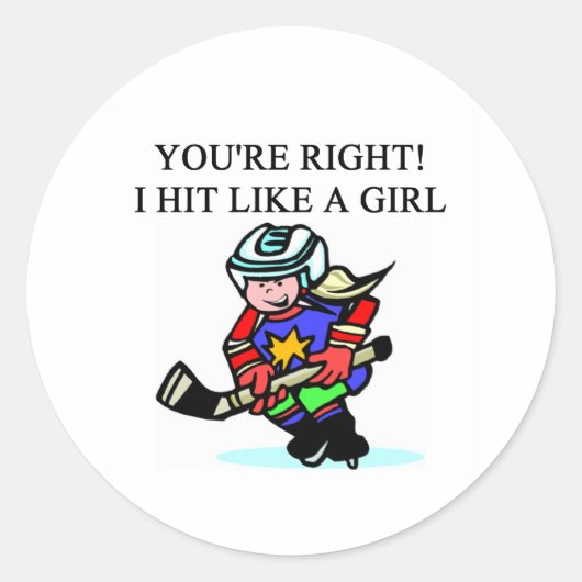 Sticker Rond joueur de hockey féminin (Devant)