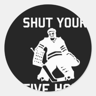 Sticker Rond Joueur de hockey FERMEZ VOTRE Hockey AMOUREUX À CI