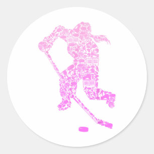 Sticker Rond Joueur de hockey Hockey sur glace Jeunesse Filles