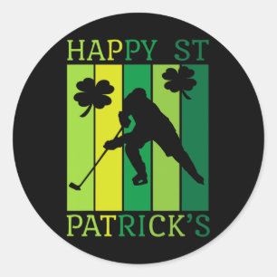 Sticker Rond Joueur de hockey Jour de la Saint Patrick St Puttr