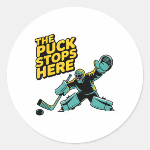 Sticker Rond Joueur de hockey Palet Box de pénalité Gardien de