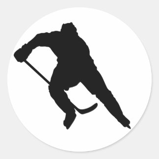 Sticker Rond Joueur de hockey-Silhouette-1