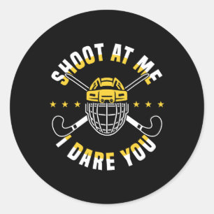 Sticker Rond Joueur de hockey sur gazon, tirez sur moi, je vous