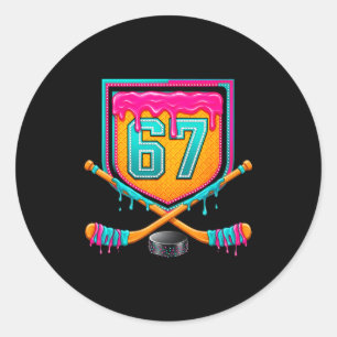 Sticker Rond Joueur de hockey sur glace Drip numéro 67