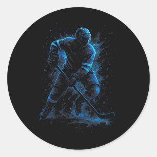 Sticker Rond Joueur de hockey sur glace dynamique - Patinage d'