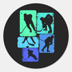 Sticker Rond Joueur de hockey sur glace Enfants garçons Jeunes