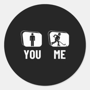 Sticker Rond Joueur de hockey sur glace fiers drôles hommes hoc