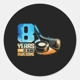 Sticker Rond Joueur de hockey sur glace pour garçon de 8 ans de