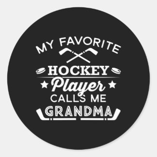 Sticker Rond Joueur De Hockey Sur Glace Préféré Pour Grand-Mère