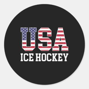 Sticker Rond Joueur de hockey sur glace Usa - Américain Usa Ice