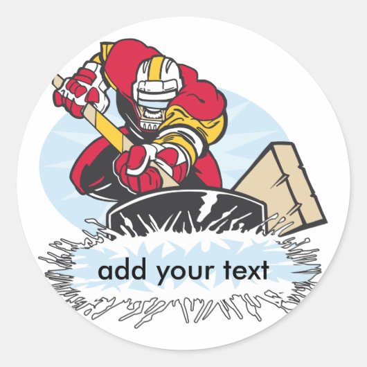 Sticker Rond Joueur de hockey sur mesure (Devant)