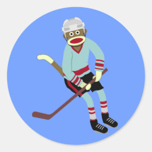 Sticker Rond Joueur de hockey sur singe