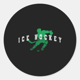 Sticker Rond Joueur de l'équipe verte de hockey sur glace Texte