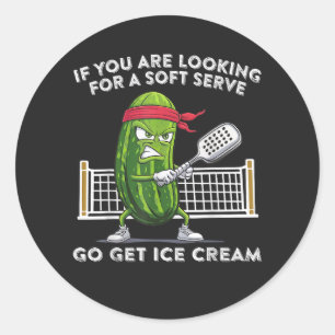 Sticker Rond Joueur de pickleball amusant