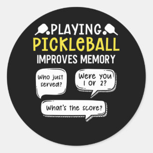 Sticker Rond Joueur de Pickleball de sport amusant