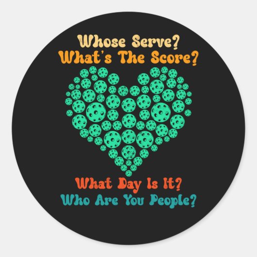 Sticker Rond Joueur De Pickleball Lover De Pickleball Dont Serv (Devant)